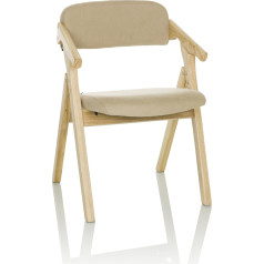 hjh OFFICE Scandio 729443 Saliekamais krēsls Mīksts koka apmeklētāju krēsls Salokāms līdz 120 kg bēšs