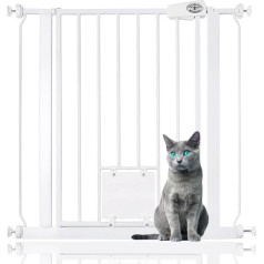 Bettacare Huisdierhek met afsluitbaar kattenluik, 75cm - 83cm, asprātība, 75cm hoog, extra hoge hondenveiligheidsbarrière met kattenluik, eenvoudige installatie