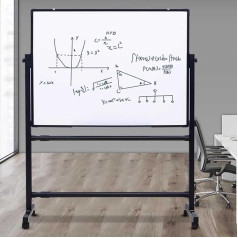 IYUESQ Großes rollbares Whiteboard, doppelseitig, mobil, wendbare magnetische Trockenlöschtafel-Staffelei auf Rädern, für Büro, Klassenzimmer und Zuhause, Schwarz, 80 x 100 cm