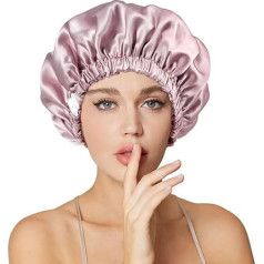 Necole 22 Momme 100% zīdkoka zīda cepure sievietēm miega laikā, neslīdoša, noturas uz galvas, ar regulējamu elastīgo joslu, ideāli piemērota matu kopšanai, zīda matu cepure, putekļu rozā krāsā