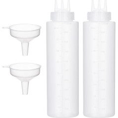 Uceoo izspiežamā pudele ar 3 caurumiem, 2 gabali, mērču pudeles, izspiežamās pudeles, tomātu mērces dozators kečupam, bārbekjū, mērcēm, krāsām, darbnīcām, pankūkām, rokdarbiem, ar 2 piltuvēm, 1000 ml