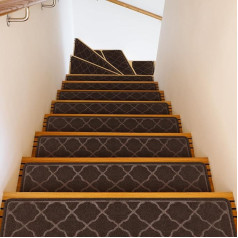 Pakete ar 15 kāpņu paklājiņiem 76 x 20 cm, neslīdošs kāpņu paklājs, pašlīmējošs kāpņu paklājs, mašīnā mazgājams kāpņu paklājs ar TPR gumijas pamatni bērniem, senioriem un suņiem