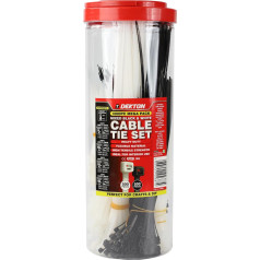 Dekton Kabeļu saites komplekts, 1000 gab., melns un balts, augstas stiprības, augstas temperatūras izturīgs, pašbloķējošs, ideāli piemērots kabeļiem, cauruļvadiem, dārza darbiem un vadiem iekštelpās