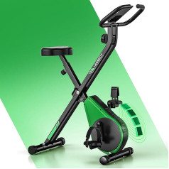Saliekamais trenažieru velosipēds, VANNECT saliekamais trenažieru velosipēds, ergometra trenažieru velosipēds ar 16 magnētiskās pretestības līmeņiem, sirdsdarbības sensoru, LCD monitoru un ērtu sēdekli mājās un birojā, līdz 150 kg