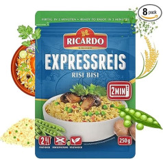RICARDO Express Rice Risi Bisi 8 x 250 g Rīsu pagatavošana Gatavs ēdiens Mikroviļņu krāsnī / pannā Ātri un viegli pagatavots