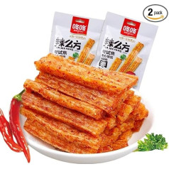 BaiLiSnacky Latiao 80 g x 2 gab Latio ķīniešu uzkodas Ķīniešu pikantās uzkodas Classic Hot Strips biroja ballītēm Pikanti un aromātiski