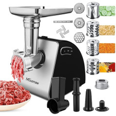 Nictemaw Elektriskā gaļasmašīna Max 2000W 4-in-1 desu gaļas sasmalcinātājs Biskvītu taisītājs Salātu mašīna Ledus kubiņu taisītājs Nerūsējošā tērauda korpuss
