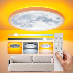 Aphyni Moonlight griestu gaisma LED diametrs 40 cm, 33 W dimmējama griestu gaisma ar nakts apgaismojumu, 3000-6500 K 4000 LM IP44 ūdensizturīga lampa ar taimera atmiņas funkciju guļamistabai, bērnu istabai