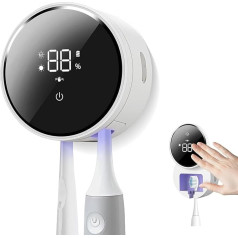 UV zobu birstes dezinfekcijas līdzeklis, elektriskās zobu birstes sterilizatora organizators, vannas istabas zobu birstes turētājs pie sienas ceļošanai un lietošanai ģimenē (C)