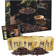 C&T Organic Fairtrade kafijas Adventes kalendārs 2024 Veselas kafijas pupiņas 24 x Organic & Fair Trade kafija Organic & Fair Trade Rarity Coffee + pārsteigums kalendārā Adventes kalendārs