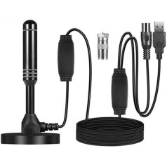 MEgegulo Augstas izšķirtspējas iekštelpu āra TV antena, 360° uztveršana ar lielu pastiprinājumu, bezmaksas TV antena, TV antenas atbalsts 4K 1080P VHF/UHF, HDTV divkāršais pastiprinātājs, signāla pastiprinātājs, ar