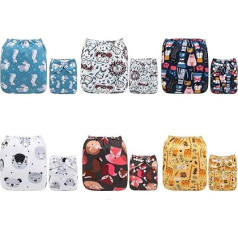 ALVABABY - autiņbiksītes, atkārtoti lietojamas, mazgājamas, 6 autiņbiksītes, 12 ieliktnīši.