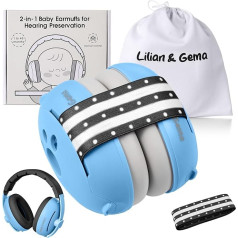 Lilian&Gema 2 in 1 trokšņu slāpēšanas austiņas zīdaiņiem, ērta un regulējama ausu aizsardzība bērniem līdz 48 mēnešu vecumam, piemērota miegam un aktivitātēm