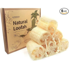 Lufas sūkļi, maigs eksfoliējošs ķermeņa skrubis dušai, dabīgs lufas sūklis atklāj jūsu ādas dabisko skaistumu, 6 gab. iepakojumā