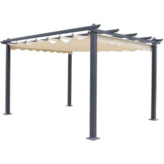 Dmora Dārza lapene ar jumta jumtu, kokogļu tekstūras un ekru audums 300 x 400 cm