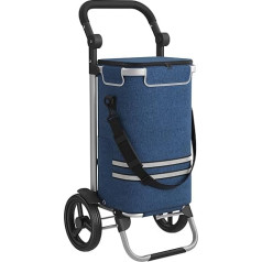 Songmics KST02 Salokāms iepirkšanās ratiņi ar dzesēšanas nodalījumu Daudzfunkcionāls iepirkšanās ratiņi ar atstarotājiem Pircēja rokas ratiņi Noņemama soma Riteņi