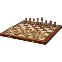 Sunrise Chess Professional šaha komplekts Nr. 6 Vācu valodā - augstākās klases turnīru šahs ar atsvariem un dekoratīvo šaha tāfeli kasetē