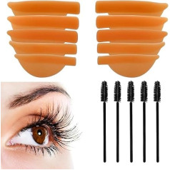 5 pāri skropstu pacelšanas spilventiņi, skropstu pacelšanas vairogi, skropstu pacelšanas nūjiņas ar 5 gabaliņiem skropstu potēšanas birstes, atkārtoti lietojamas DIY mīksto skropstu pacelšana