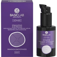 BasicLab Dermocosmetics Stimulējošais skrubis ar skābi | 30ml | Glikolskābe, laktobionskābe, tripeptīdi | Stimulē un izlīdzina ādu, piešķir tai spīdumu un padara to tvirtāku, iedarbojas pret grumbiņām.