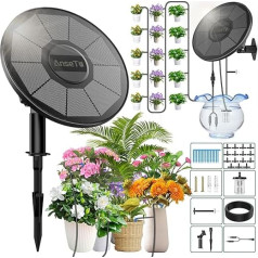 AnseTo Saules irigācijas sistēma, integrēta irigācijas vadības ierīce ar 2200 mAh akumulatoru, saules irigācijas automātiskās irigācijas sistēmas komplekts dārzam, balkonam, siltumnīcai ar ūdens līmeņa noteikšanu