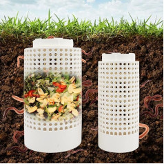 2 iepakojuma pazemes komposta tvertne, plastmasas dārza slieku ferma organiskiem atkritumiem, komposta tvertne ar caurumiem un vāku dārzam, dārzeņu dobēm, piemājas dārzam, siltumnīcai