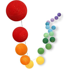 LED pasaku gaismas ar kokvilnas bumbiņām, ieskaitot taimeri un reostatslēgu