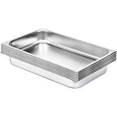 VEVOR nerūsējošā tērauda pārtikas droša cepšanas trauks 6 Pack 8.5L biezums 0.8mm taisnstūra forma spoguļa efekts karstā aukstā ēdiena cepšanas trauks virtuves restorāns BBQ kūka pīrāgi