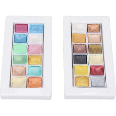 Akvareļkrāsas krāsa, 24 gabaliņu akvareļkrāsas krāsu komplekts, metālisks Macaron ciets perlamutra akvareļkrāsas krāsu komplekts nagu apgleznošanai