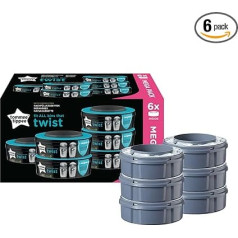 Tommee Tippee Twist and Click Advanced autiņbiksīšu izvadīšanas tvertnes Sangenic Tec, 6 iepakojumi (saderīgas ar Sangenic Tec, Twist un Click tvertnēm)
