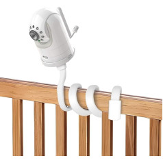 Elastīgs stiprinājums bērnu monitoriem Infant Optics DXR-8 un DXR-8 Pro, bērnu monitora turētājs ar regulējamu leņķi bērnu gultiņu plauktiem, 50 cm roku, bez sienas, balts