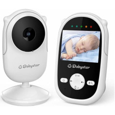 Babystar bērnu monitors ar kameru 2,4 collu video bērnu monitoram, automātiskā nakts redzamības funkcija, Eco režīms, divvirzienu audio, barošanas atgādinājums, 4 šūpuļdziesmas