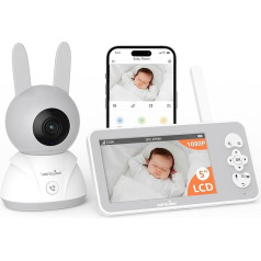 wansview bērnu monitors ar kameru un lietotni - 5 collu bērnu monitors bez WiFi ar 2,4/5 GHz bērnu kameru, nakts redzamību, kustības izsekošanu, divvirzienu audio, temperatūras noteikšanu, raudāšanu/kustību/troksni