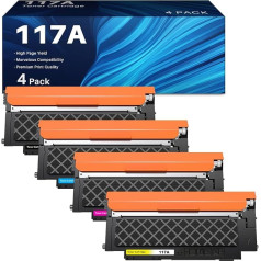 HP 117A toneris W2070A, kas saderīgs ar krāsu lāzera multifunkcionālo ierīci 178nwg 179fwg 150nw 179fnw 150a 178nw - W2070A W2071A W2072A W2073A (4 gab.)