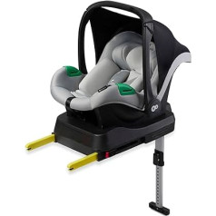 Kinderkraft Mink Pro i-Size 40-75 cm bērnu autokrēsliņš, bērnu sēdeklītis ar Isofix MINK FX bāzes staciju, autokrēsliņš no Geburt grupas 0+, regulējams galvas balsts, ieliktnis jaunākajam komplektā, pelēks