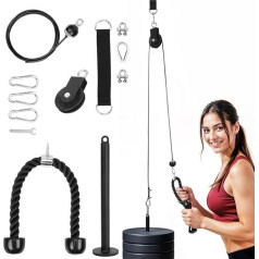 Belle Vous Pulley Fitnesa aprīkojums mājās - Kabeļu trīši ar Lat Pull rokturi un slodzes tapu, DIY kabeļu mašīna LAT Pull Down, Triceps, Biceps Curl & Arm Training