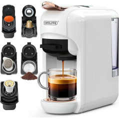 CAFELFFE 5-in-1 kapsulu kafijas automāts MK606, karstā/aukstā kafijas pagatavošana, 19 bāri, piemērots Nec* Original, DG*, Kcup kapsulām, ESE spilventiņiem un kafijas pulverim, Erp2 enerģijas taupīšanas modelis, 0,6 l ūdens tvertne, balts, dā