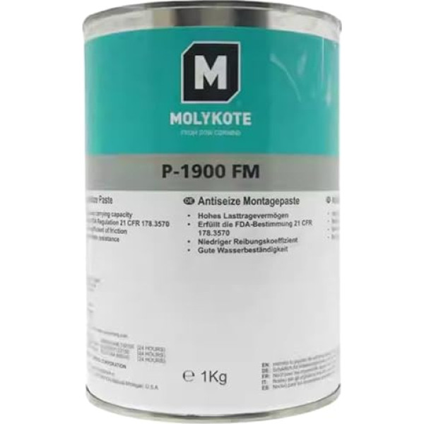 Molykote P-1900 FM White Grease 1 kg, pārtikas smērviela pārtikas un dzērienu ražošanas iekārtām, augstas veiktspējas eļļošanas risinājums