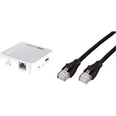 TP-Link TL-WR902AC AC750 WLAN Nano maršrutētājs (piekļuves punkts, TV adapteris, retranslators, maršrutētājs, klients, drukas, multivides, FTP serveris), balts/pelēks un Amazon Basics Ethernet tīkla kabelis, RJ45, Cat6.0,9 m, 1000