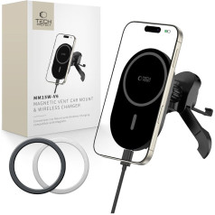 Tech-Protect Magnētiskais automašīnas turētājs viedtālrunim uz ventilācijas režģa MagSafe - melns