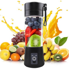 380 ml pārnēsājamais blenderis kokteiļiem, uzlādējams maza izmēra mikseris augļiem, kokteiļu gatavotājs ar 6 nerūsējošā tērauda asmeņiem