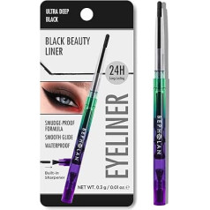 BEPHOLAN Melna acu laineru pildspalva, ūdensizturīgs gēla acu laineris, melns ūdens līnijas acu laineris sievietēm, ūdensizturīgs, izturīgs pret izsmērējumiem, izturīgs, melns