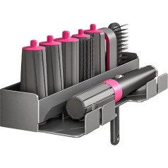 Penbinmall Matu žāvētāja turētājs siena Bez urbšanas Sienas turētājs 7 in 1 Styler Curling Iron piederumiem, sienas turētājs, nerūsējošā tērauda matu žāvētāja turētājs vannasistabas frizētavai (melns)