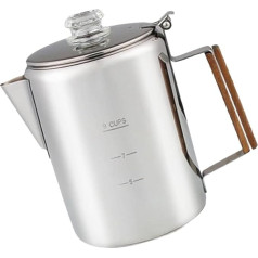 LLINthy Camping-Kaffeemaschine, große Kapazität, Edelstahlperkolator mit transparentem Deckel, 9 Tassen, Haushaltskaffeekannen