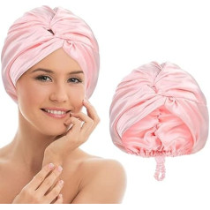 YUXIANLB Zīda cepure guļošām sievietēm, 1 gabals, regulējama zīda satīna matu cepure, divslāņu matu apvalks, miega cepure, nakts turbāns, mīksta galvassega, cirtaini mati, matu tīkls miega sievietēm