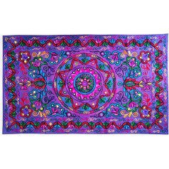 Oriģināls Kikan Suzani taisnstūra ziedu gobelēns Indijas sienas piekaramais izšūts kokvilnas skrējējs Etniskā boho stilā (violeta)