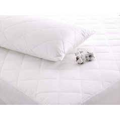 Cuddledown 100% kokvilnas stepēts matrača aizsargs, nealerģisks, mazgājams veļas mašīnā (200 x 200 cm)