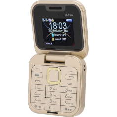 Salokāms 2G mobilais tālrunis ar lielām pogām, skaļu skaņu, divām SIM kartēm, ātrās izvēles funkciju, FM radio, LED lukturīti, ilgu gaidīšanas režīmu (zelta)