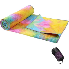 DYYEUAVT neslīdošs kokvilnas jogas paklājiņš, dvielis ceļošanai, sportam, fitnesam, vingrinājumiem, jogas paklājiņš ar pretslīdes satvēriena punktiem (dzeltens)