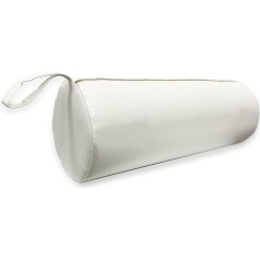 QUIRUMED 55 x 20 cm balta mākslīgās ādas ergonomisks putu spilvens, pildīts ar rullīti, jogas fitnesa masāža