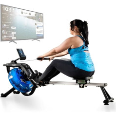 Bluefin Fitness Blade Aqua M-1 metāla ūdens airēšanas mašīna Reālistiska airēšanas pieredze Hidroenerģijas tehnoloģija Lieljaudas alumīnija rāmis Augstas intensitātes treniņš Kinomap App integrācija Viens izmērs
